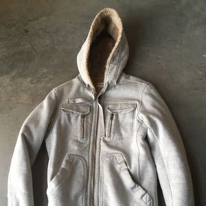 Diesel Swelfur sherpa fur hoodie medium grey slim